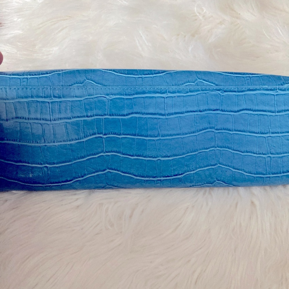 BABY BLUE Crocodile Print Clutch